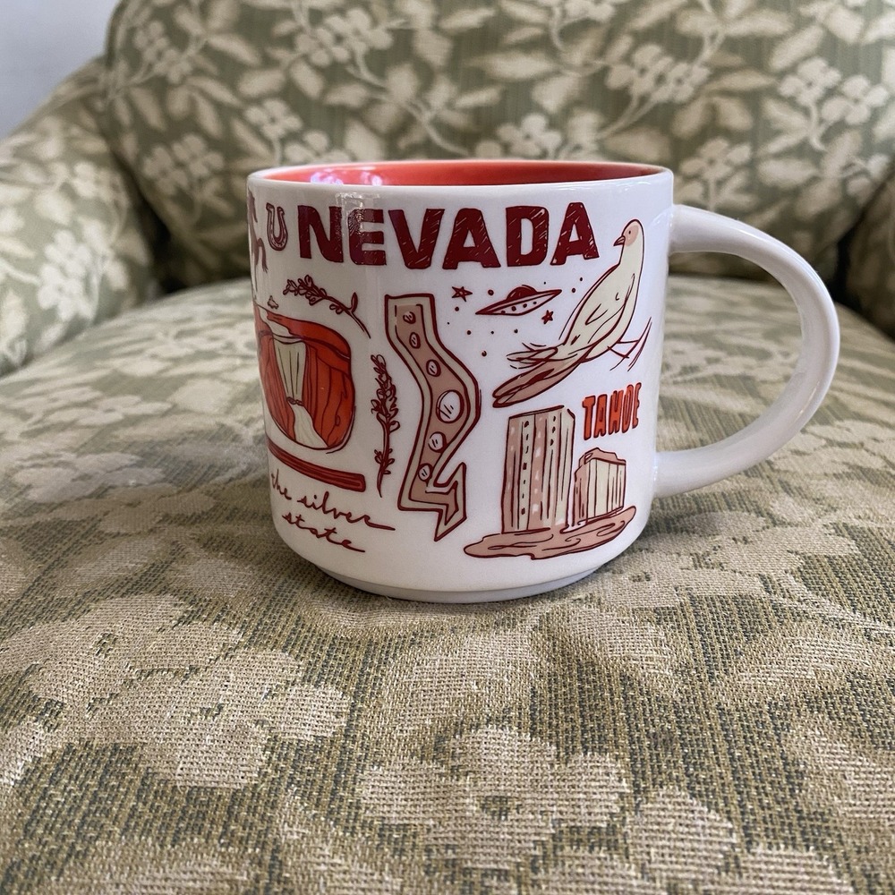 Starbucks Nevada Been There Series‎ Mug Cup  14 Oz Red Interior Collectible .